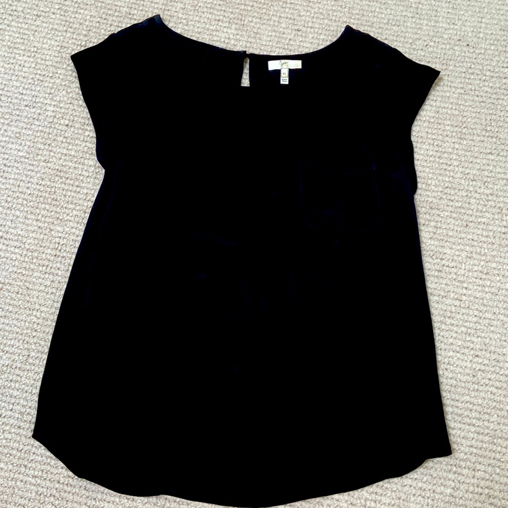 Joie Silk Cap-Sleeves Top in Black